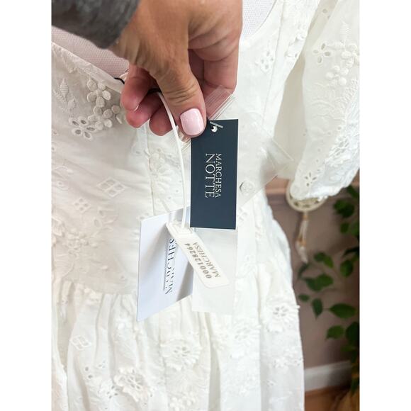 Marchesa Notte White Embroidered Minidress Size 8 NWT - Picture 8 of 12